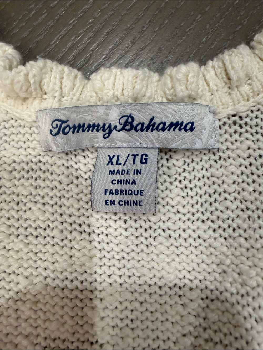 Tommy Bahama Cream Ruffle-Trim V-Neck Sweater - Picture 2 of 4